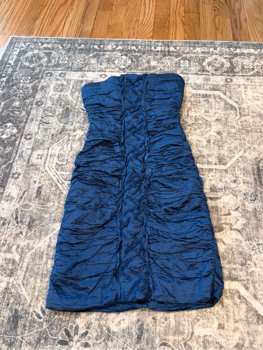 BCBGMaxAzria Strapless Ruched Cobalt Blue Mini Dress